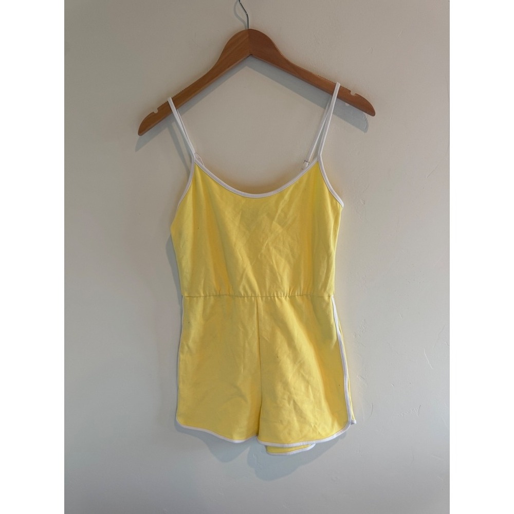 Forever 21 Yellow & White Cami Romper Size Small Y2K Summer